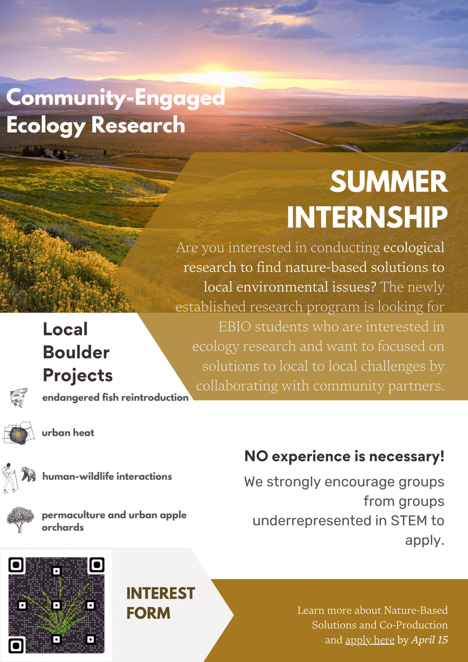 Summer Internship - Community-Engaged Ecology Research flyer