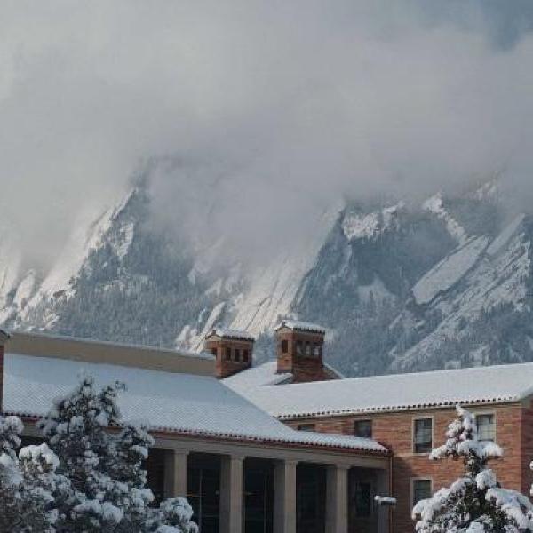 CU Boulder campus in the winter
