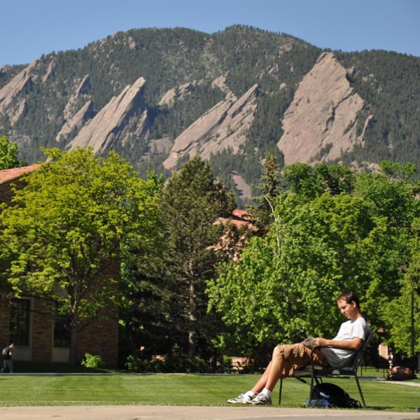 CU Boulder campus in the spring