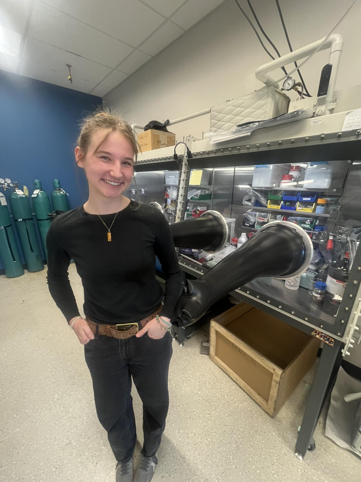 Student standing in labratory space