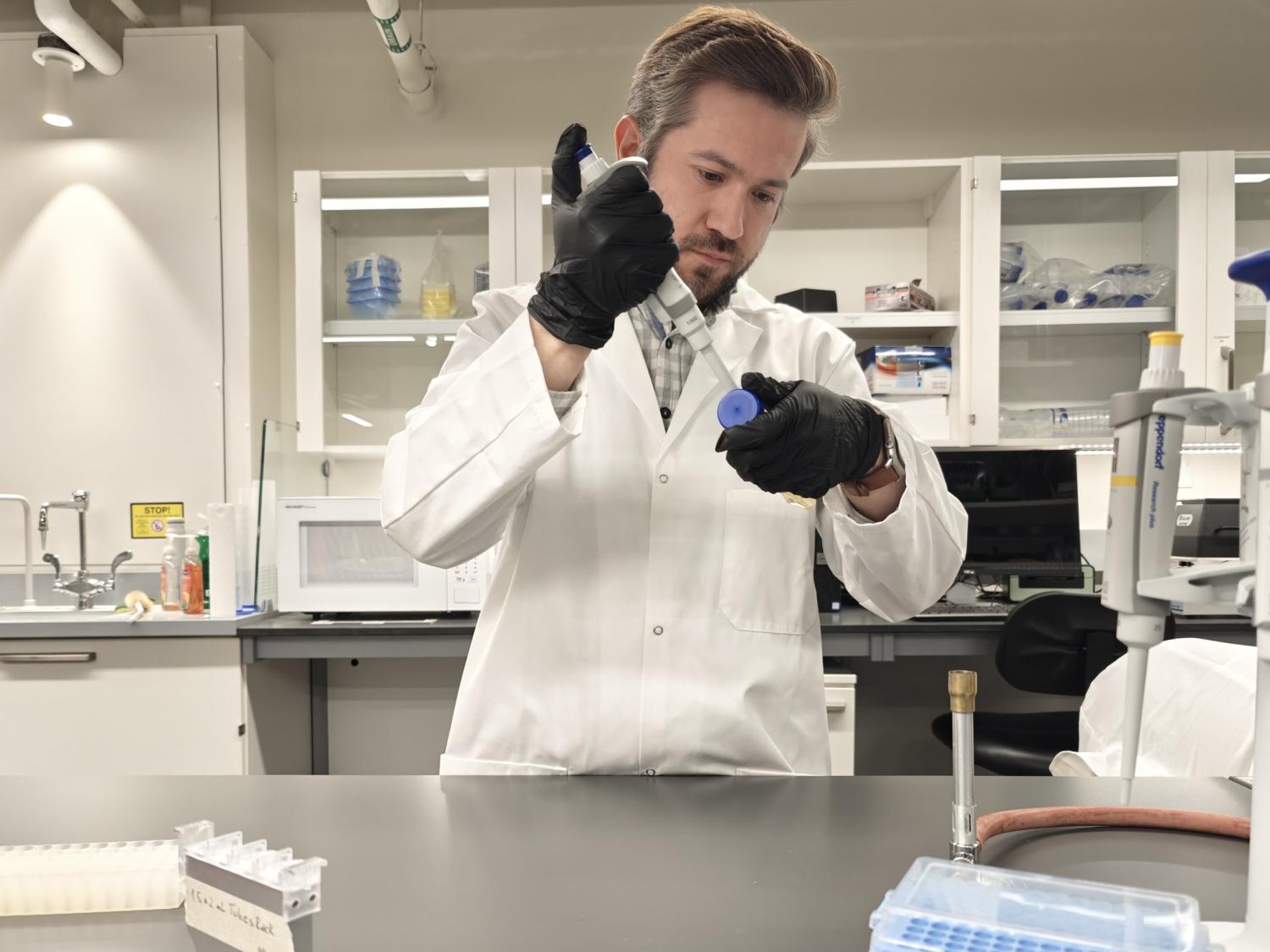 Student doing lab work