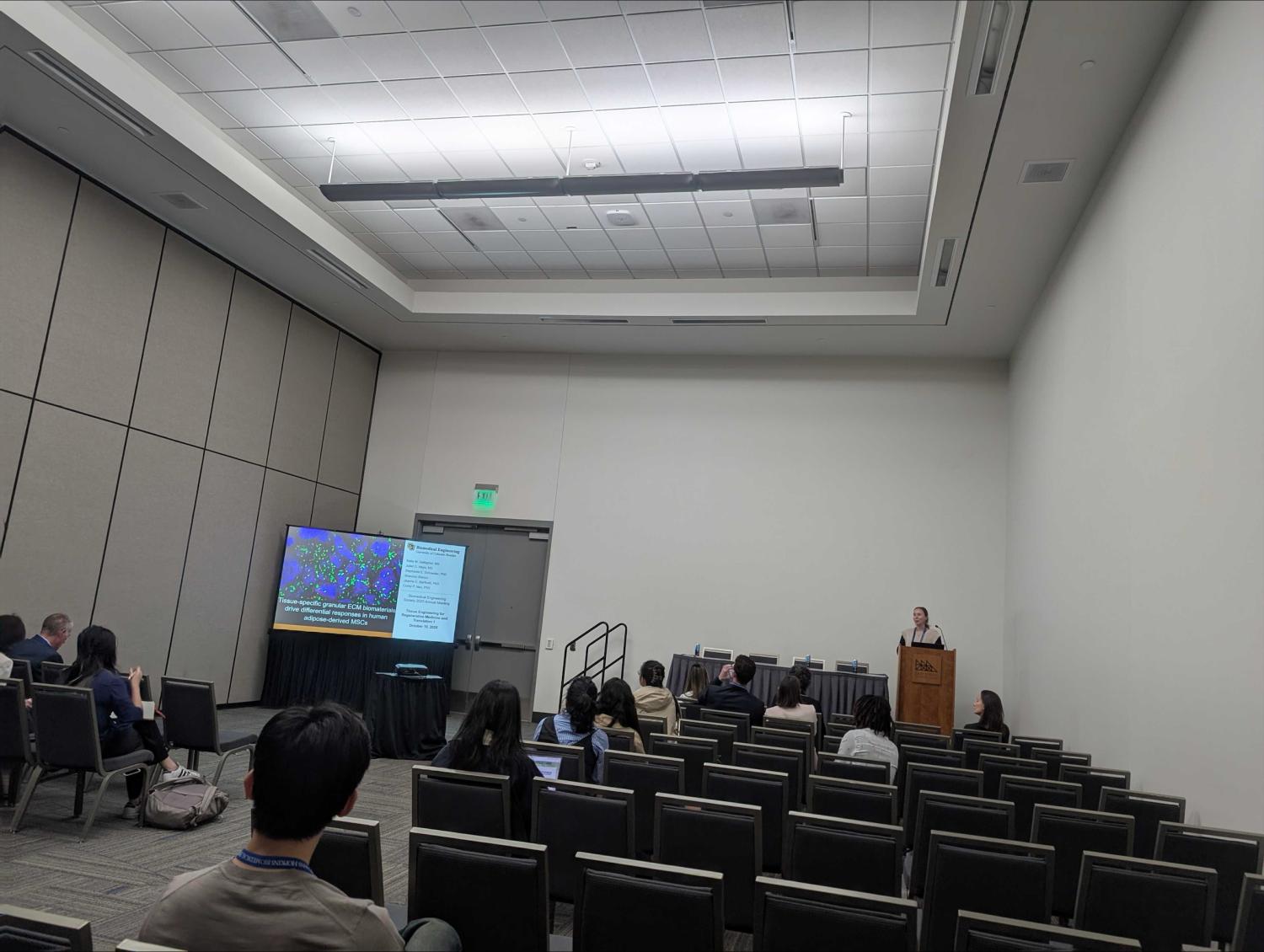 Katie Gallagher giving a talk at the BMES annual session