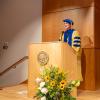Dean of Engineering addressing the graduates.