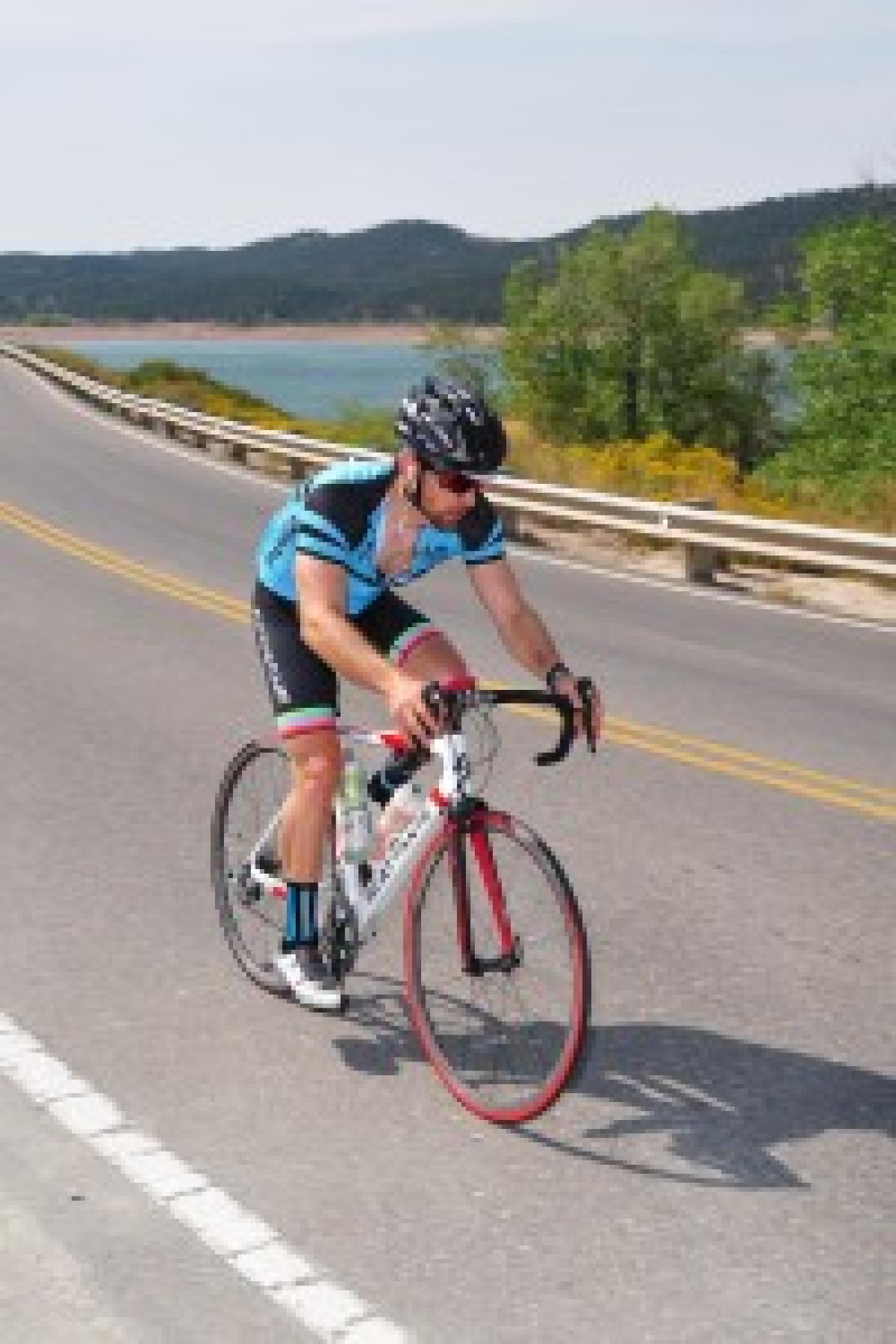 Kyle Blackmer riding his bike