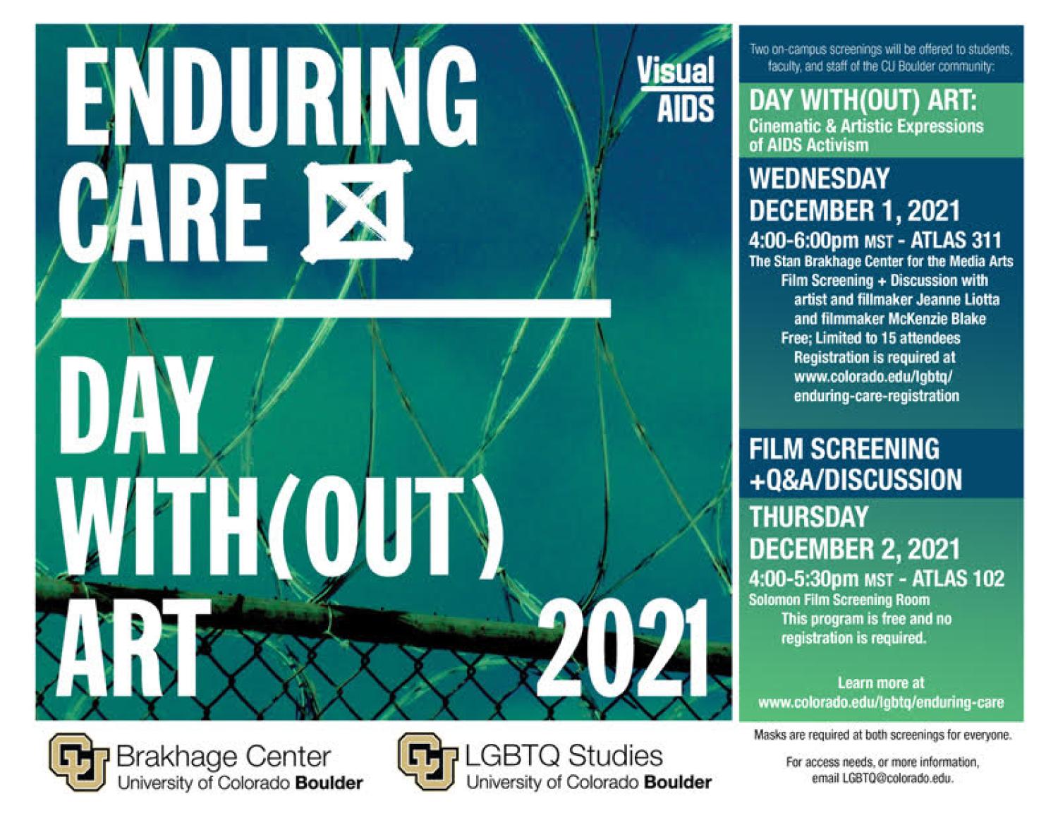 Enduring Care Poster, has description of date, time, location and the speakers