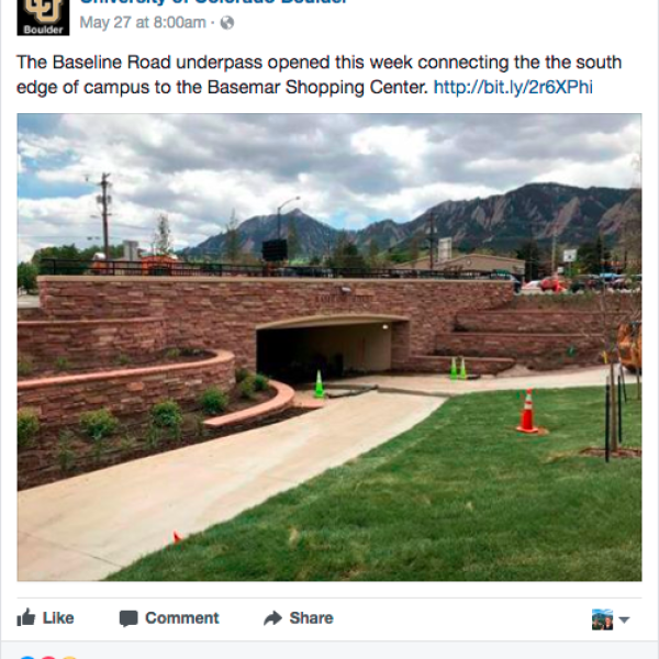 Social media example: new underpass