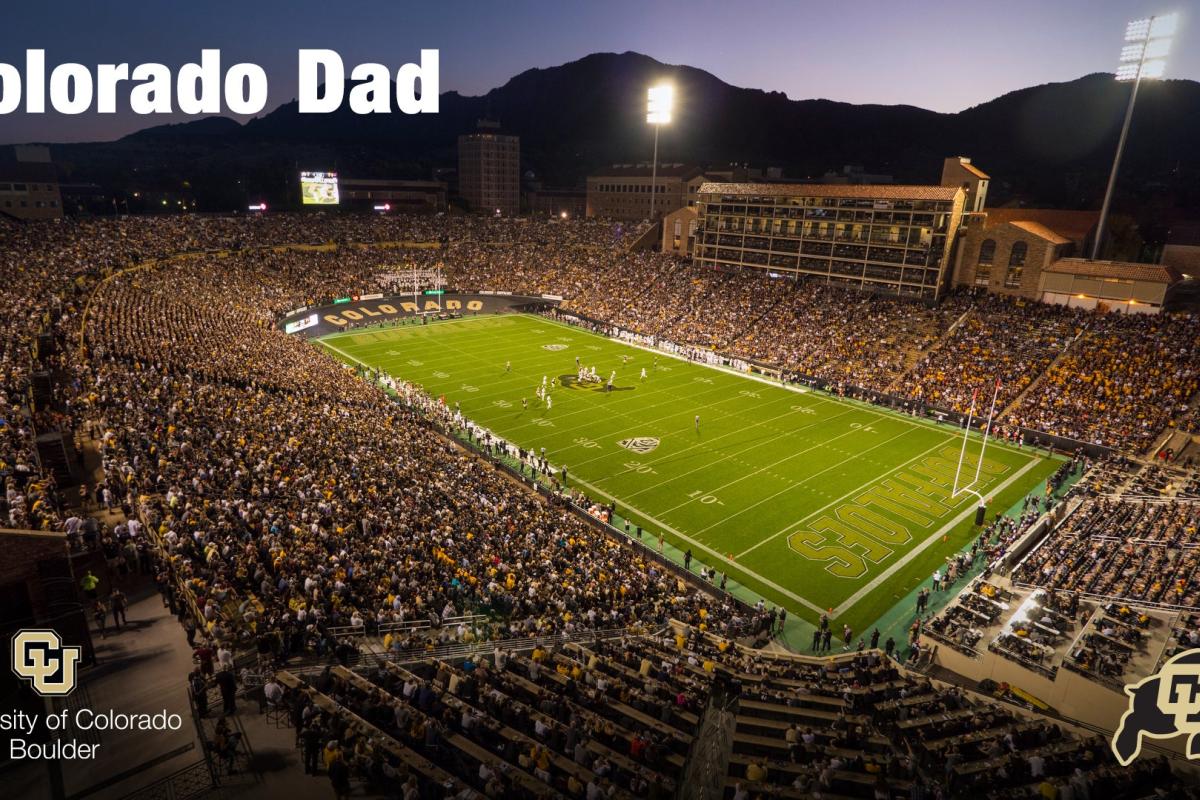 Folsom Field with wording "Colorado Dad"