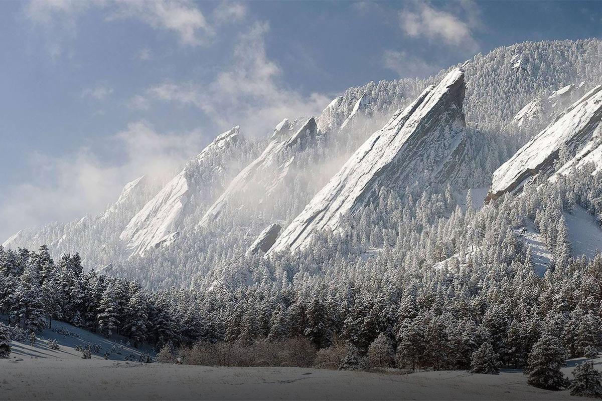 Flatirons during winter with snow