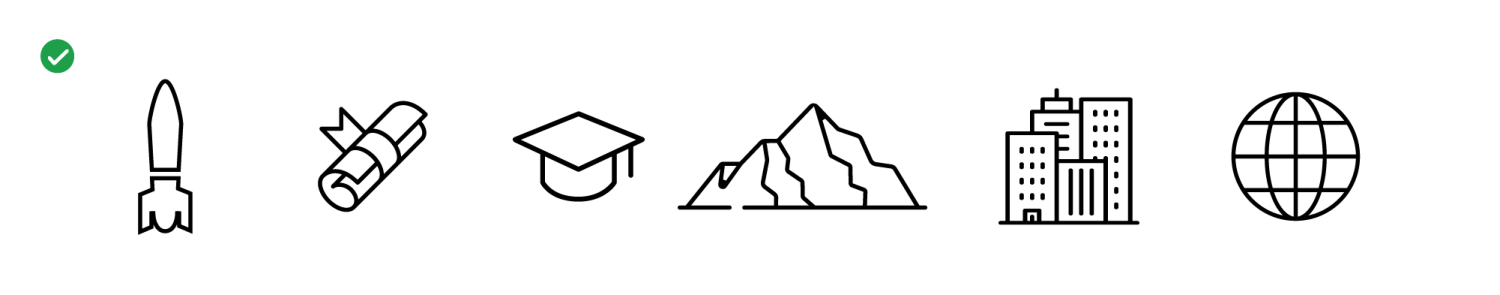 Icons that have consistently balanced line weights.