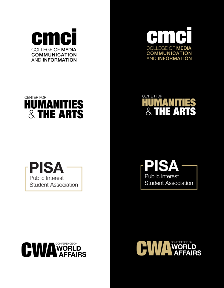 A sample of example type treatments using branded fonts and colors