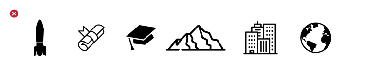 Mix of icons that are solid and outlined.