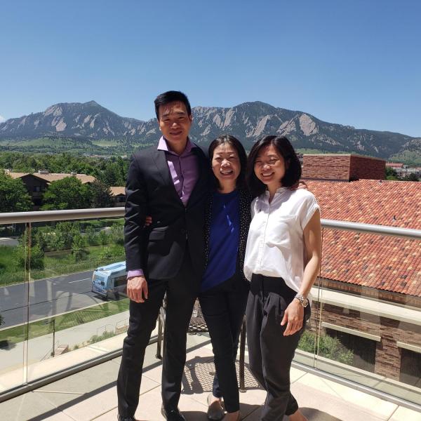 Dr. Chu with his mother and sister