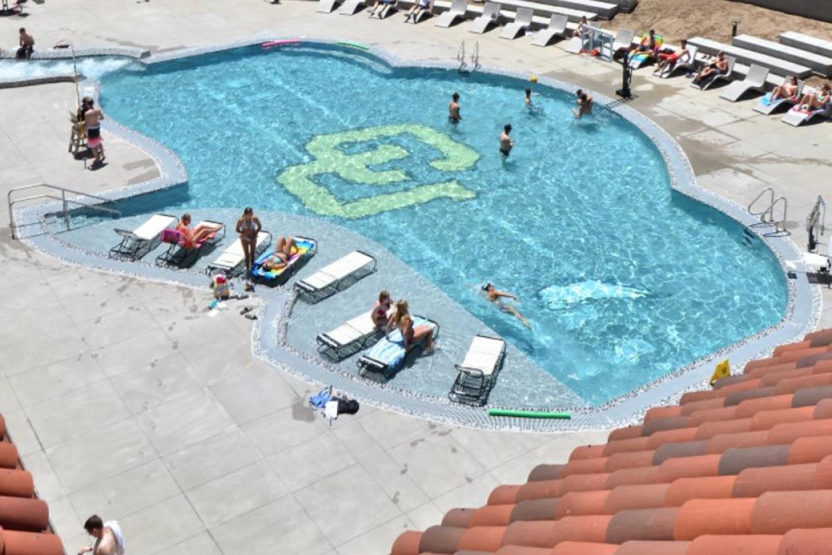 The Buffalo shaped pool at the Rec Center on Campus
