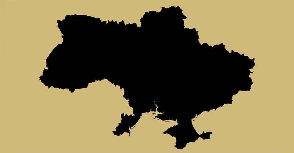 Line-art map of Ukraine