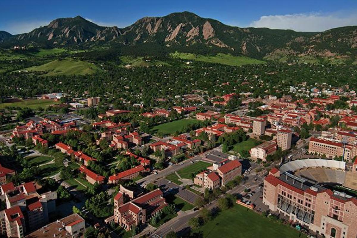 ariel view of CU Boulder campus