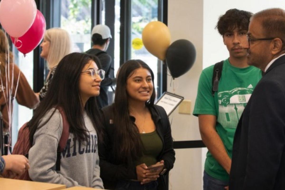 Students Talking With Dean Khatri