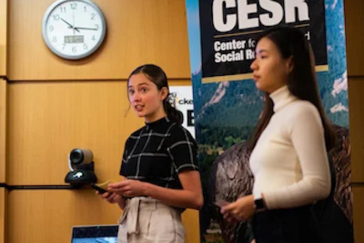 student sustainability consultants giving a presentation