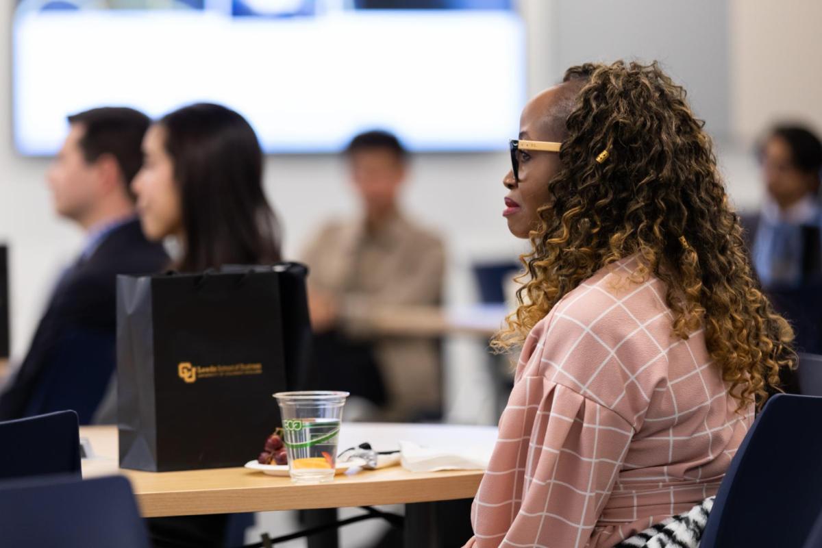 Student listening to presentation