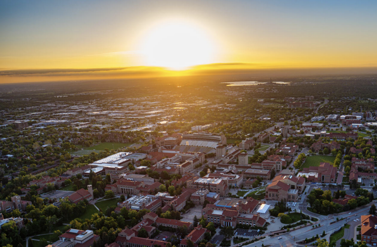 Boulder sunset over campus