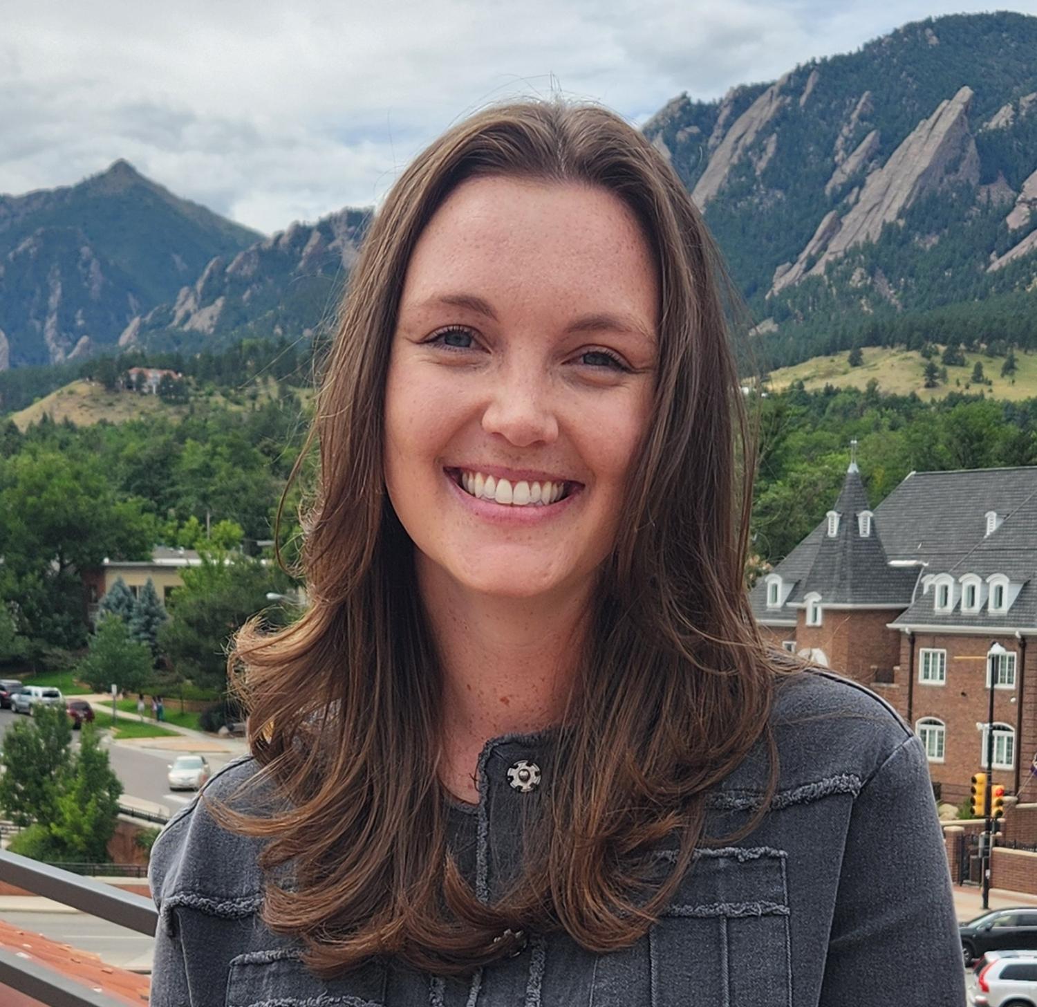 Lilian Jensen Photo with CU Flatirons behind