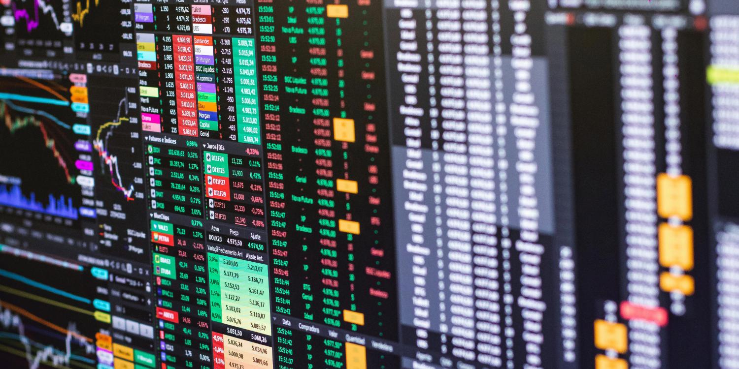 Screen showing financial data