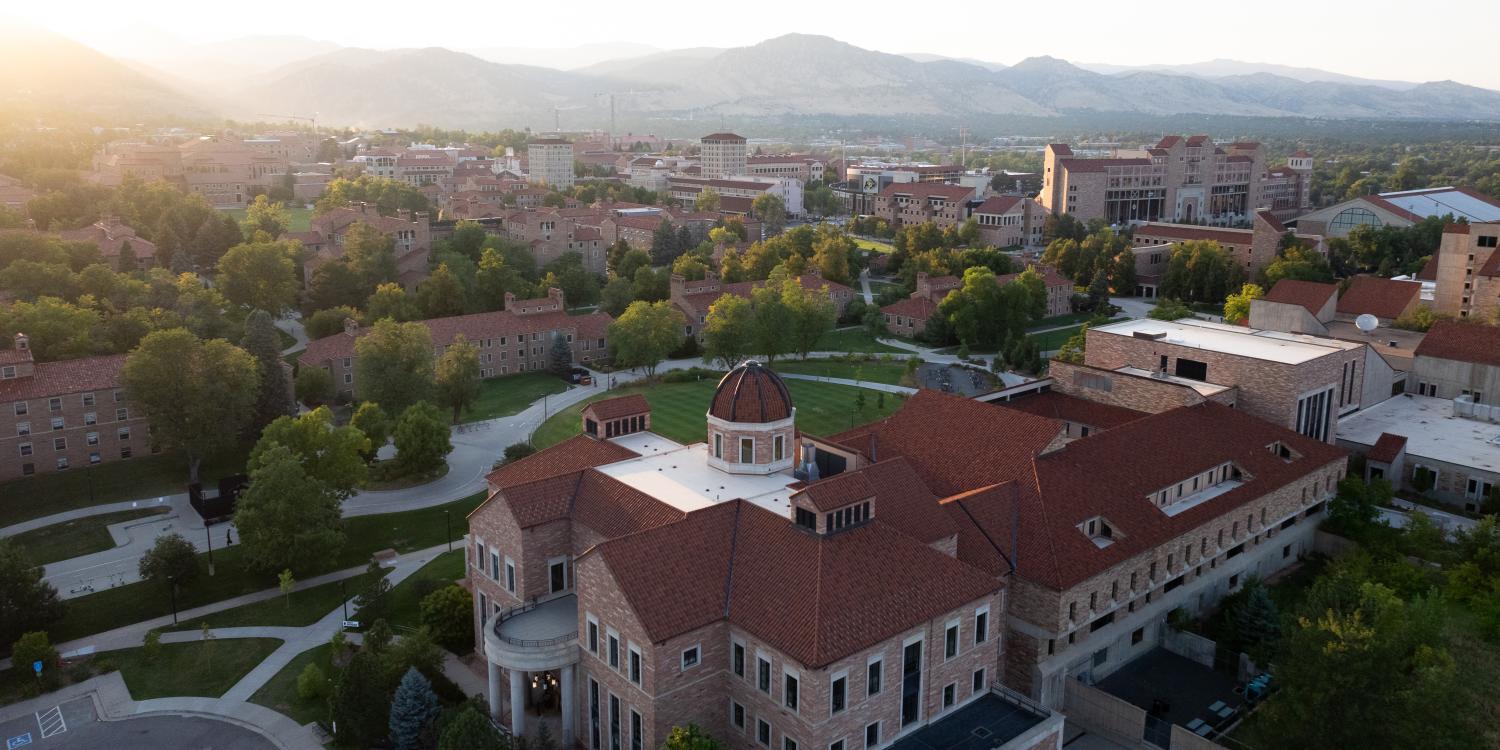 Aerial of CU Boulder campus