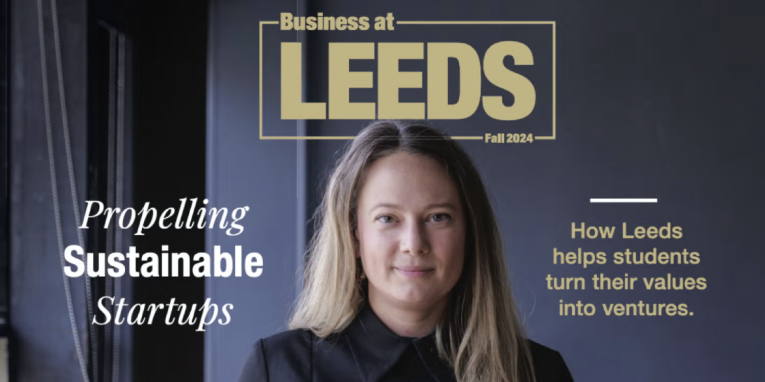 Jamie Saunders on the 2024 cover of Business at Leeds