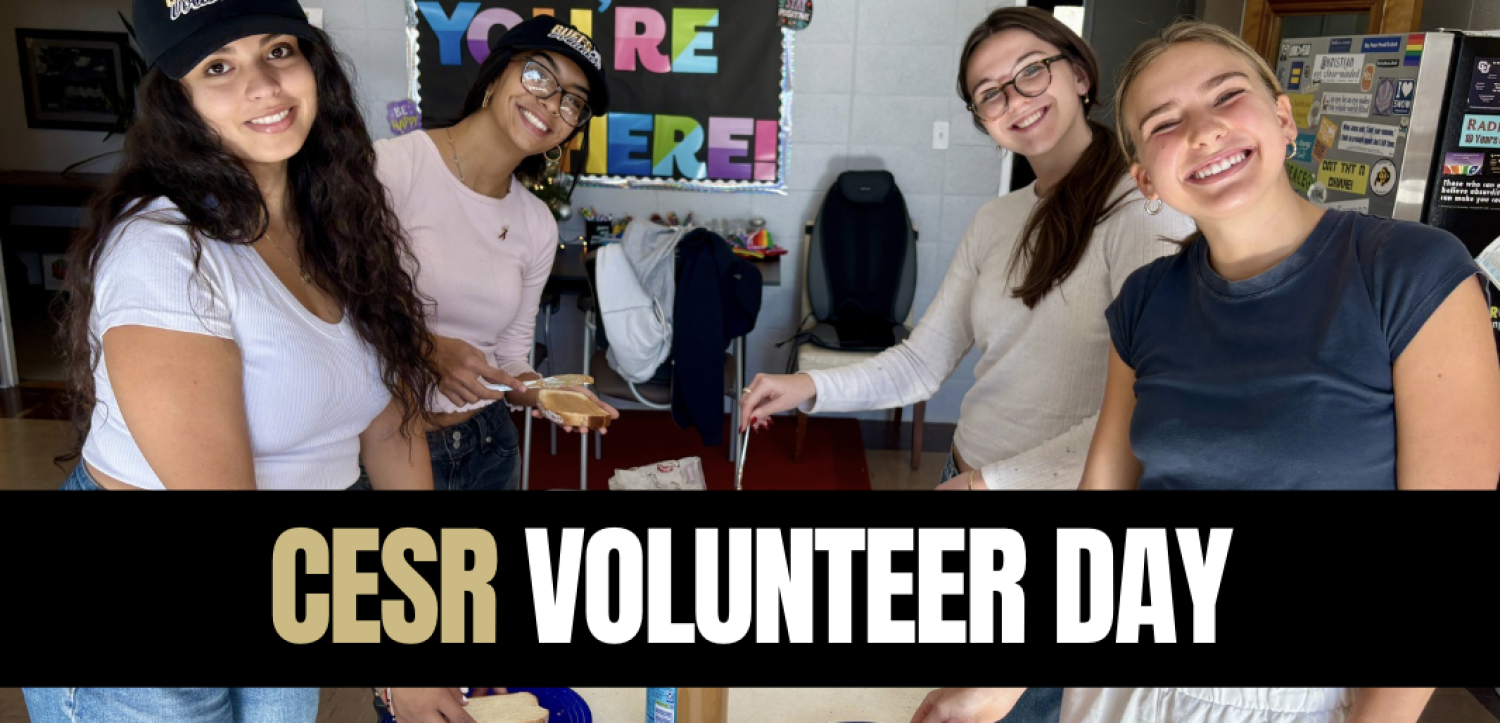 Students Smiling while Volunteering