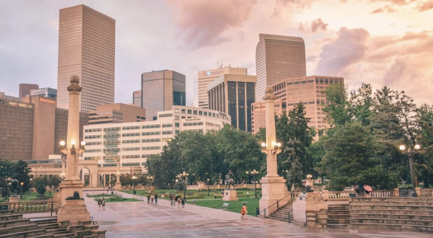 Downtown Denver at sunset