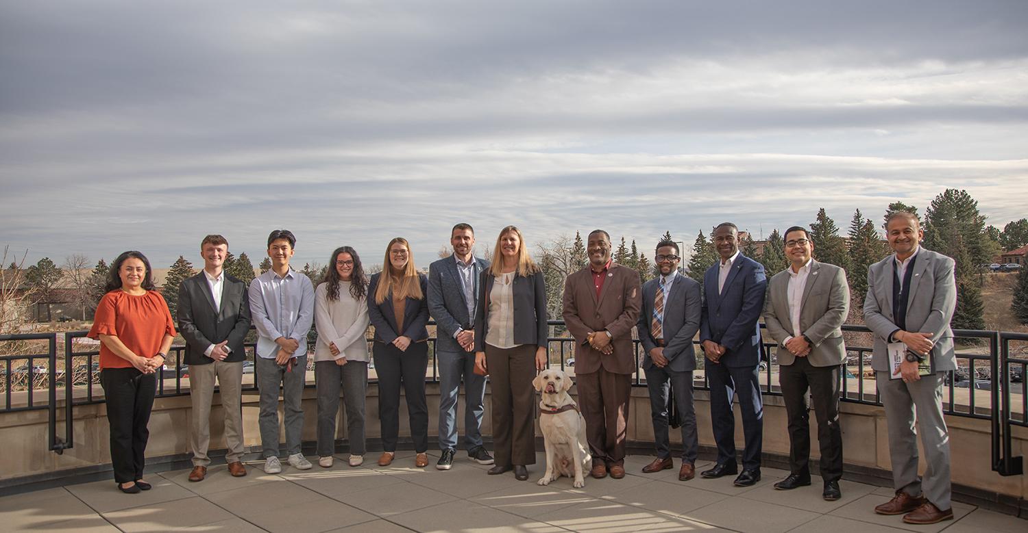 Keybank and Leeds team members pose with Leeds students