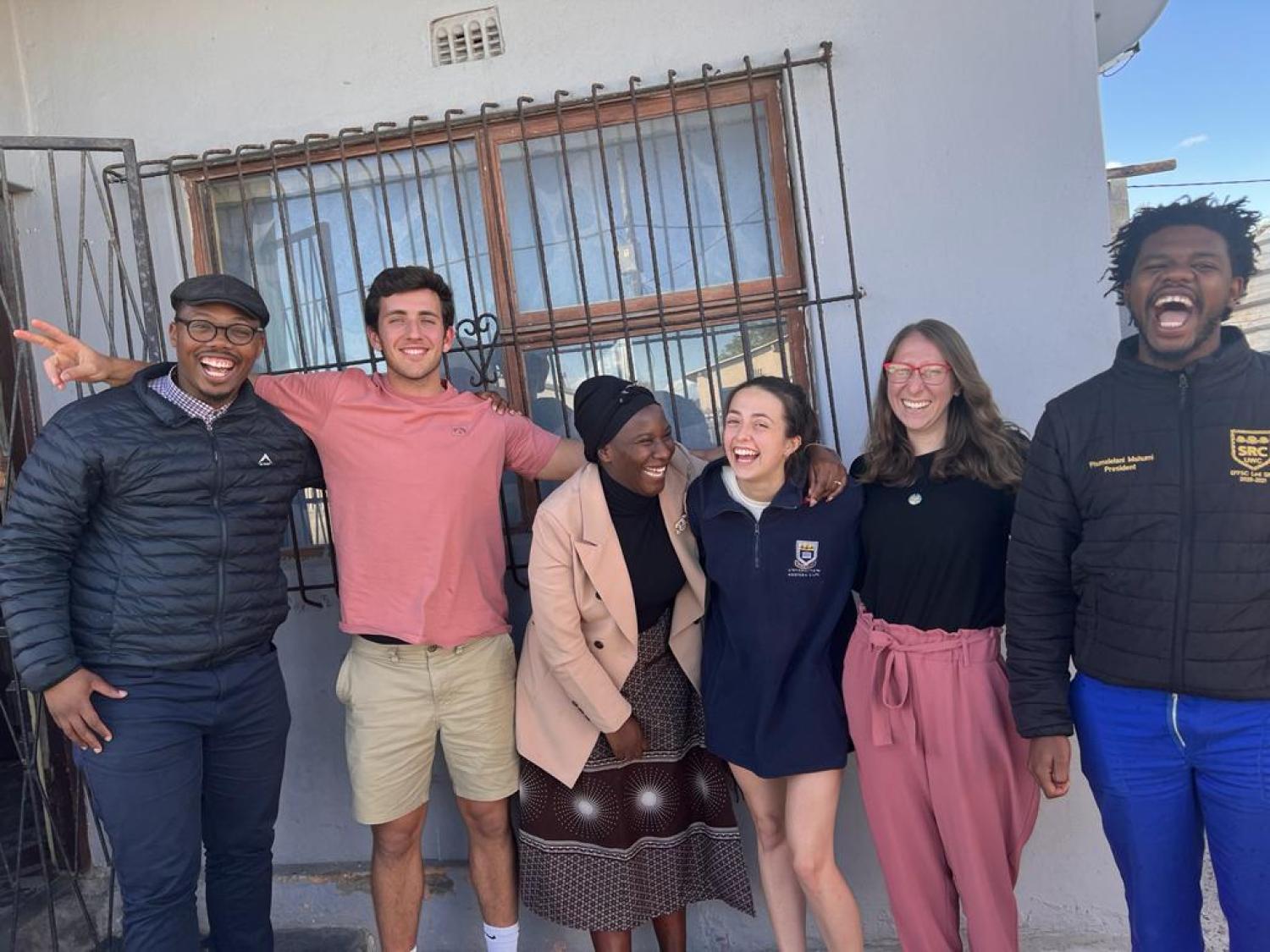 EESA students and client left to right: Banzi (UWC), Josh (UF), Athenkosi Tima (CEO of Mamtolo Enterprise), Adler (ND), Alexis (CU), Mshumi (UWC)