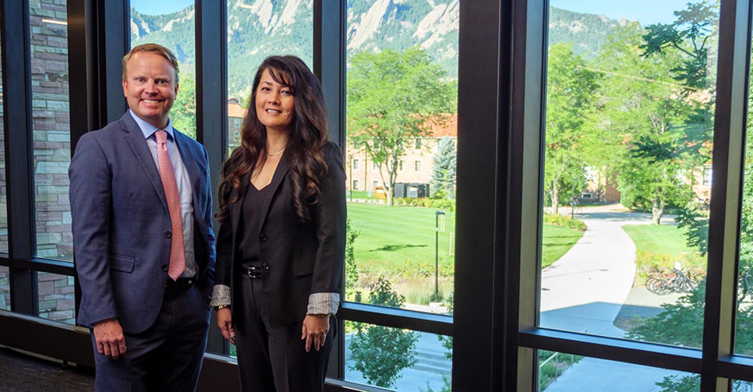 John Helmers and Kristi Ryujin in the Rustandy Building.