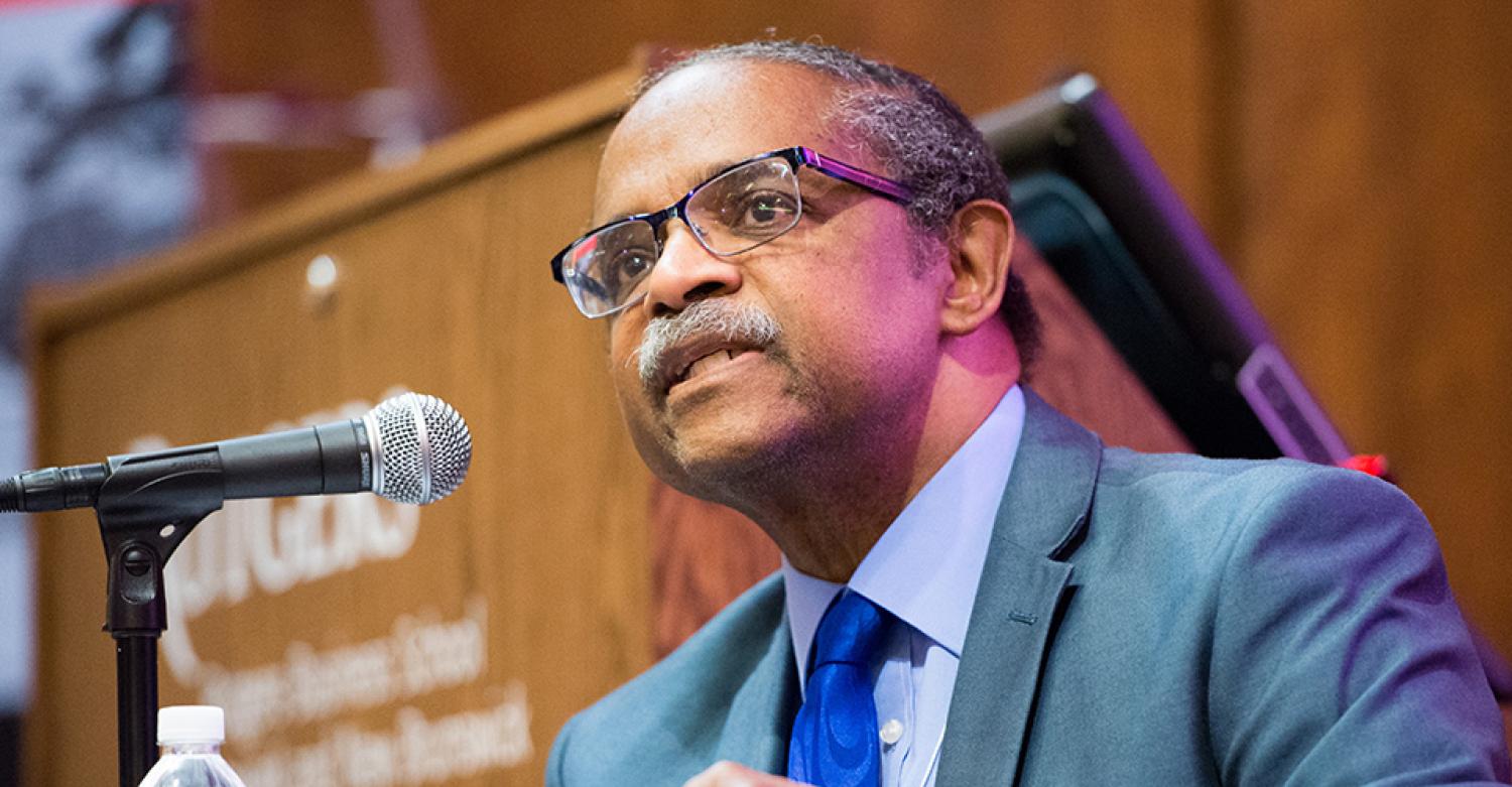 Jerome Williams speaks at an event at Rutgers University.