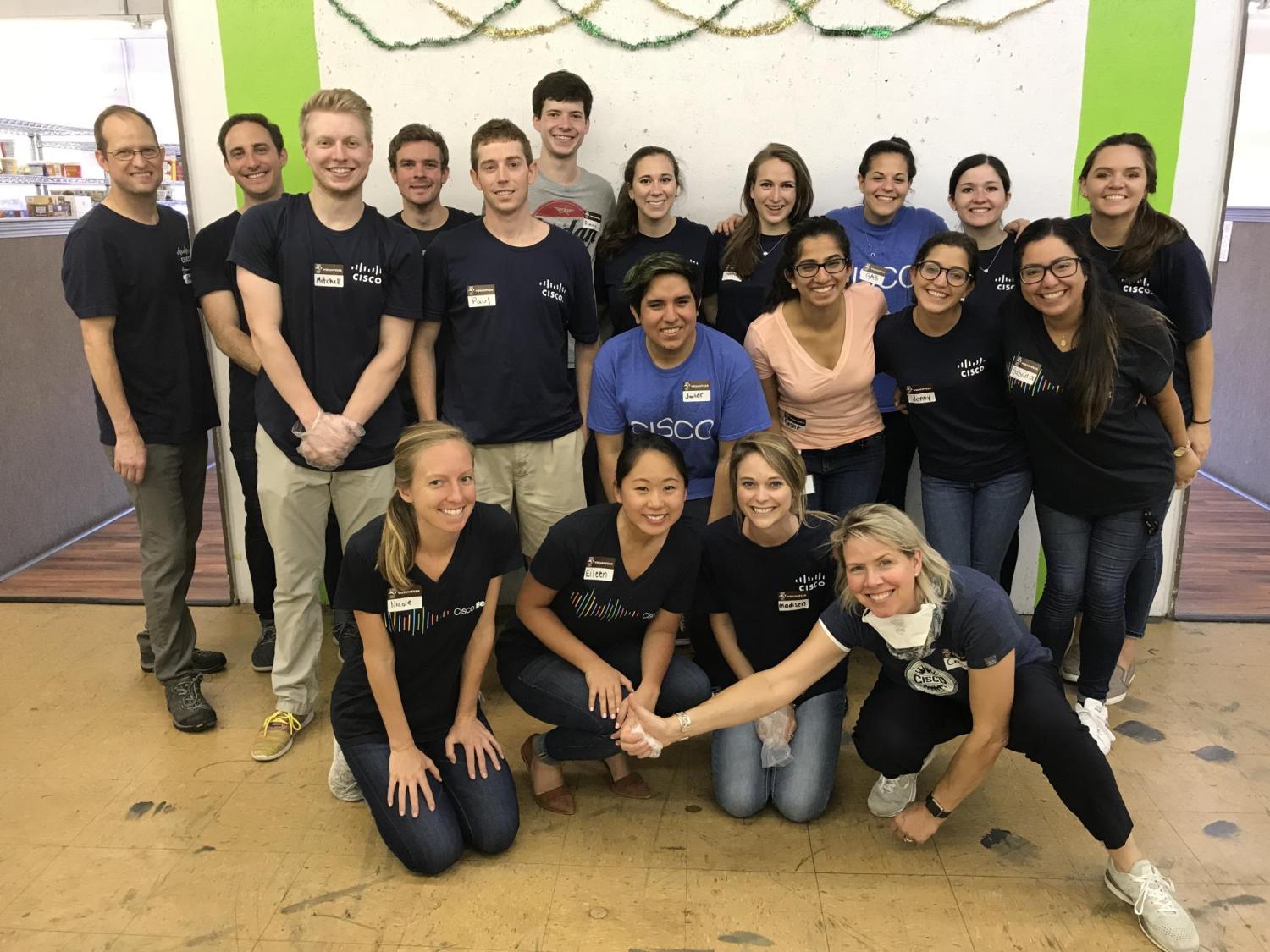Nicole volunteering at a food bank
