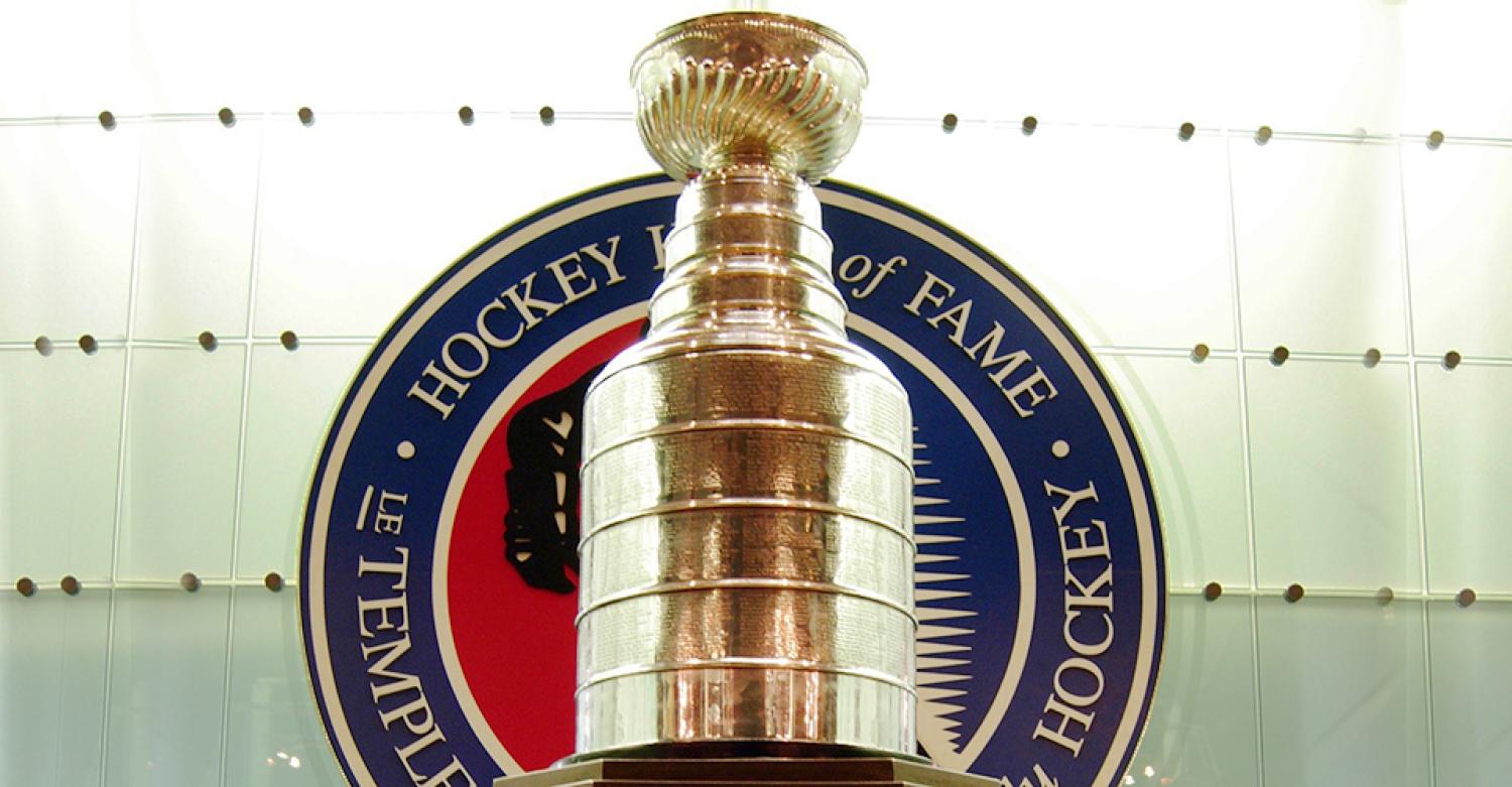 The Stanley Cup on display in the Hockey Hall of Fame.