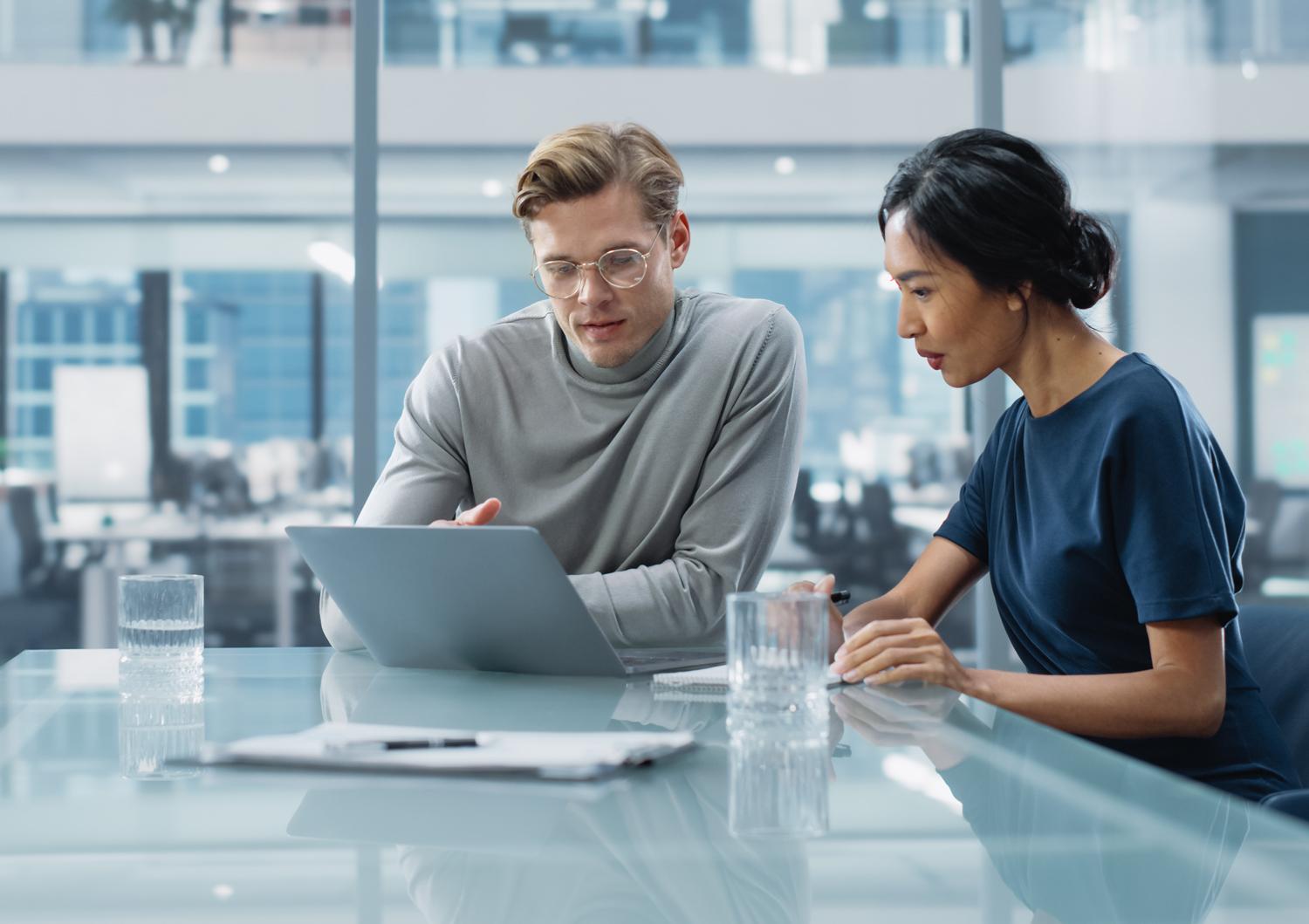 Business professionals working together at a table