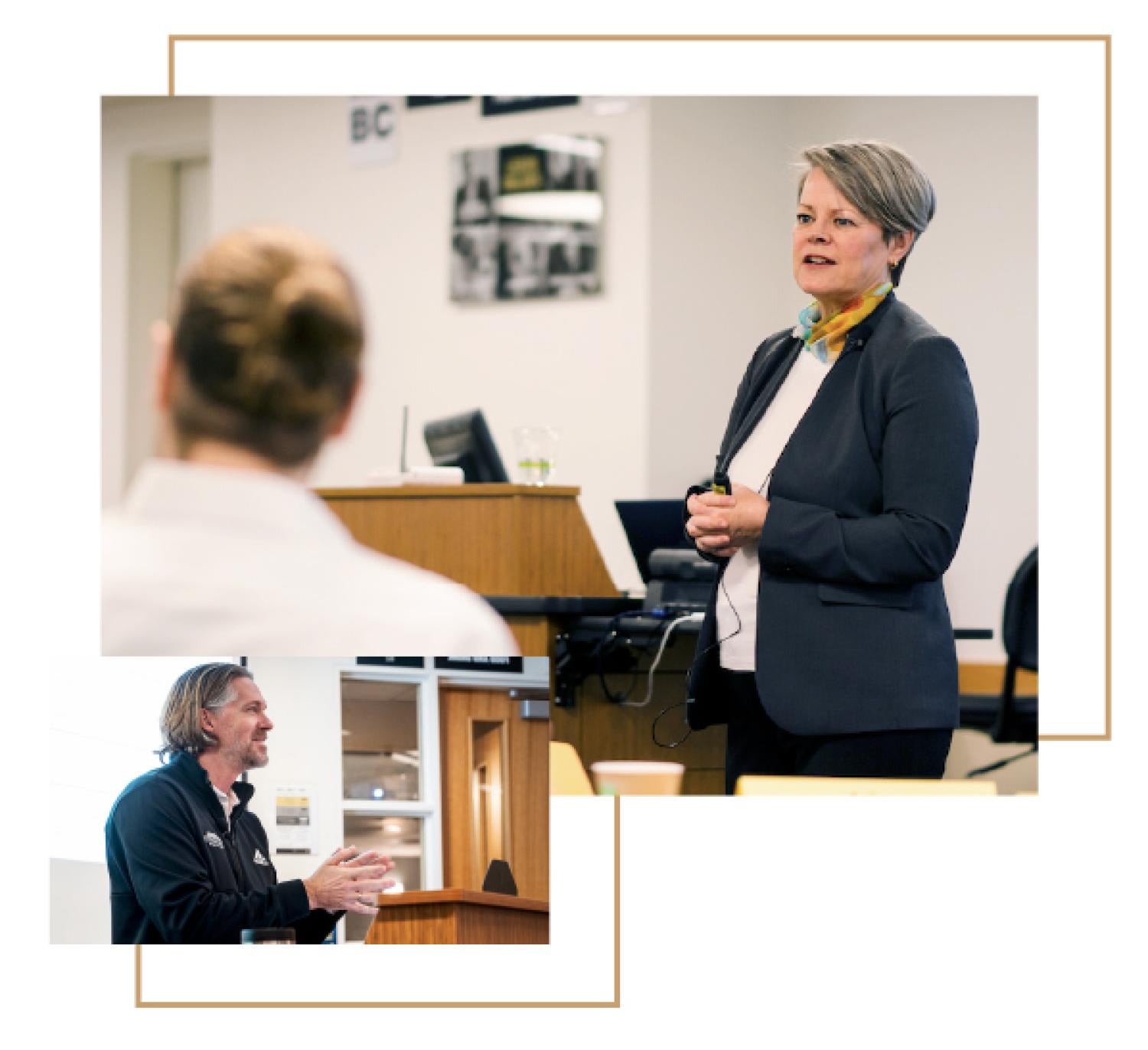 Lori Seward teaching and Brad Werner teaching