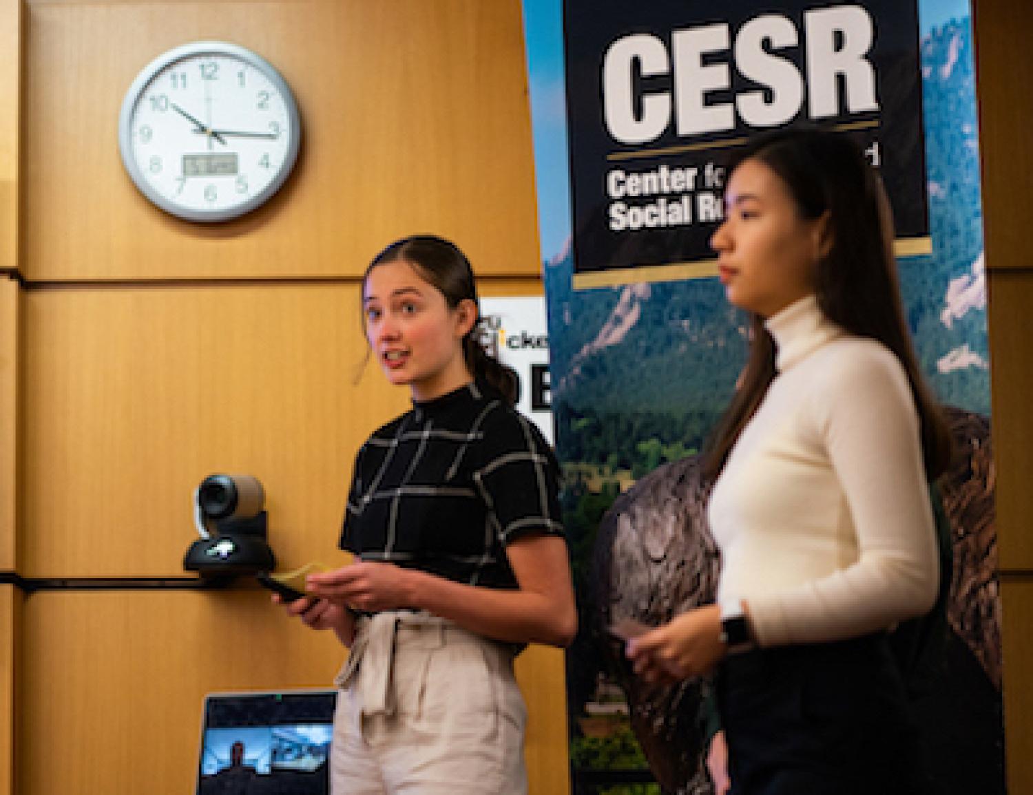Image of sustainable business students giving a presentation