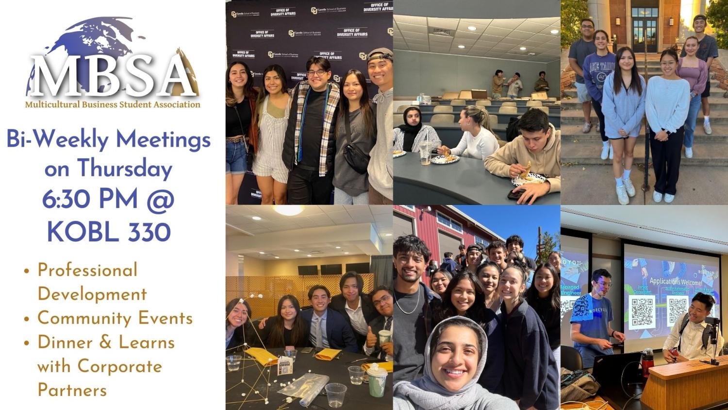 MBSA Student Meetings Bi-Weekly Thursdays 6:30 PM in KOBL 330