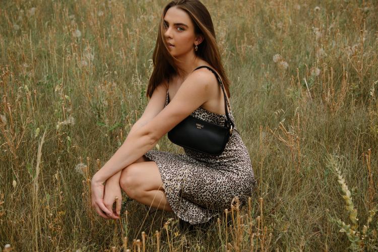 Laura Vogel with Vogelle handbag