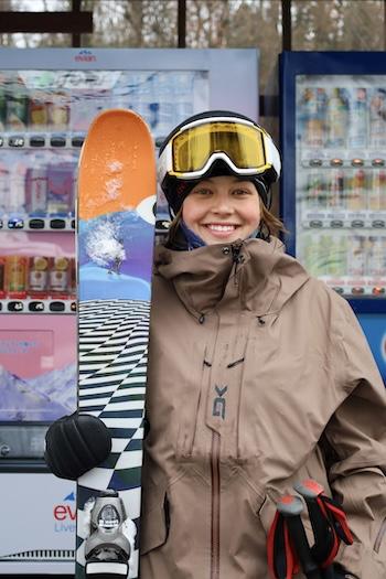 Emily Campbell with skis