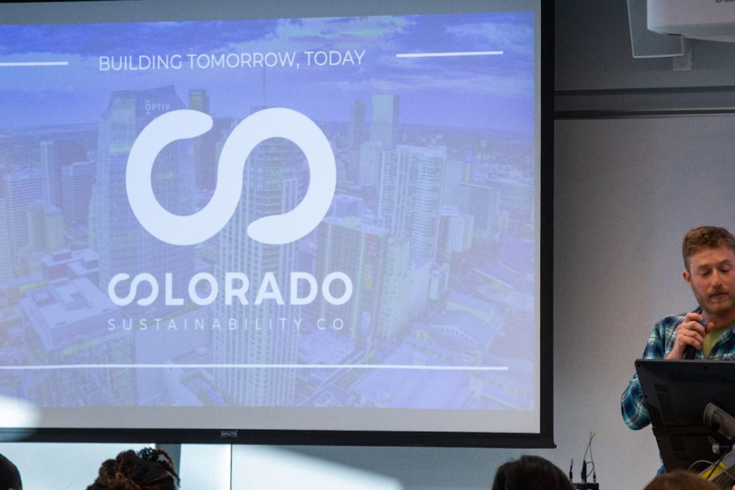 Colorado Sustainability Company pitching at New Venture Launch