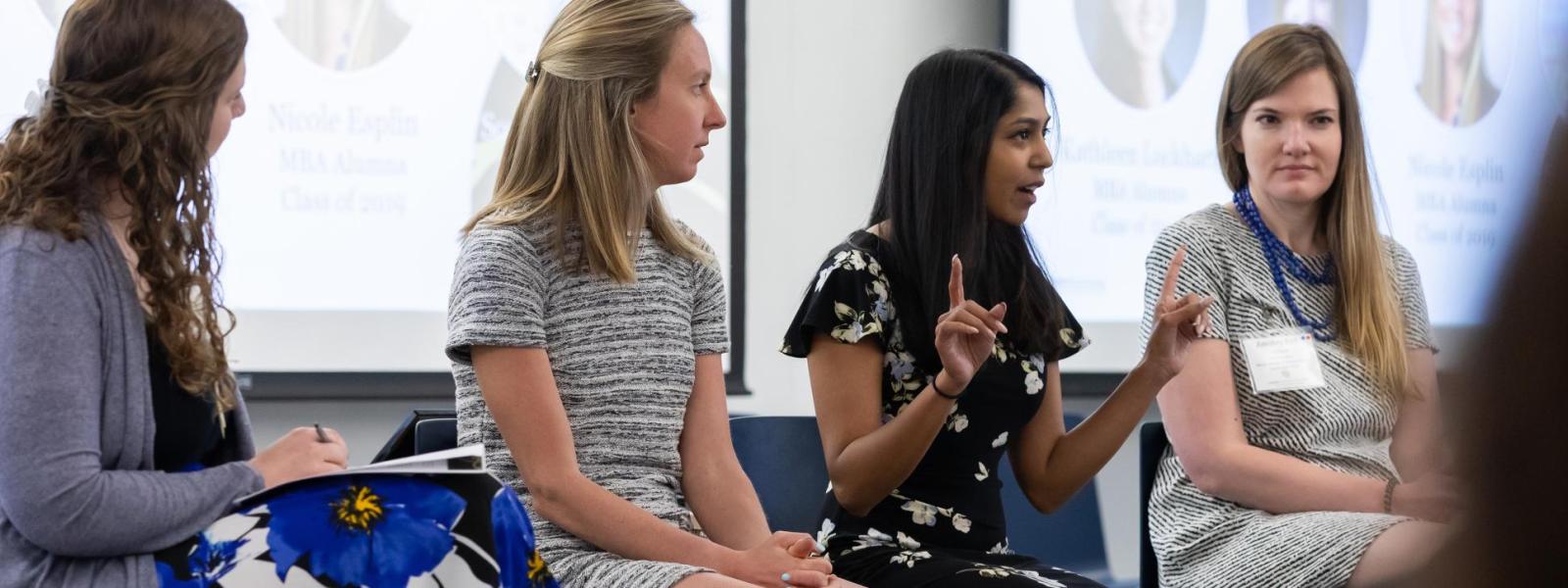 Student speaking on a panel