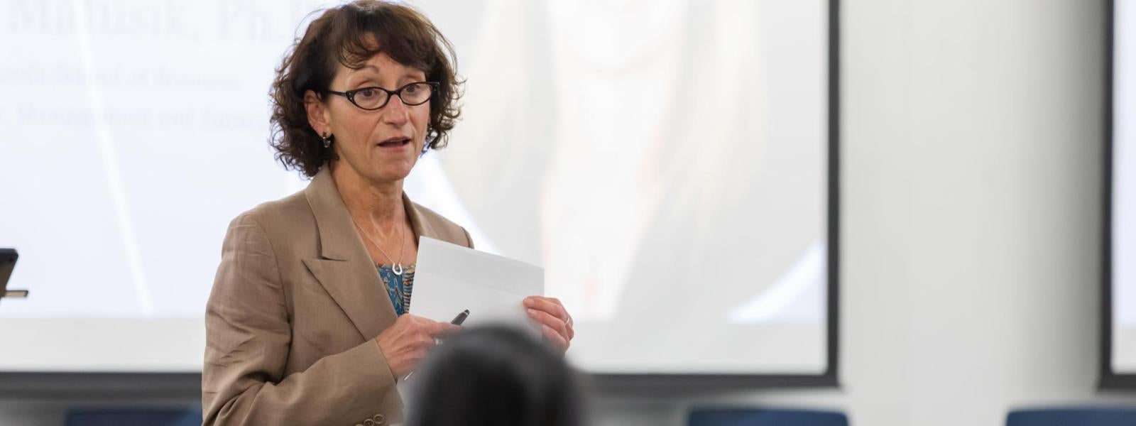 Woman teaching at event
