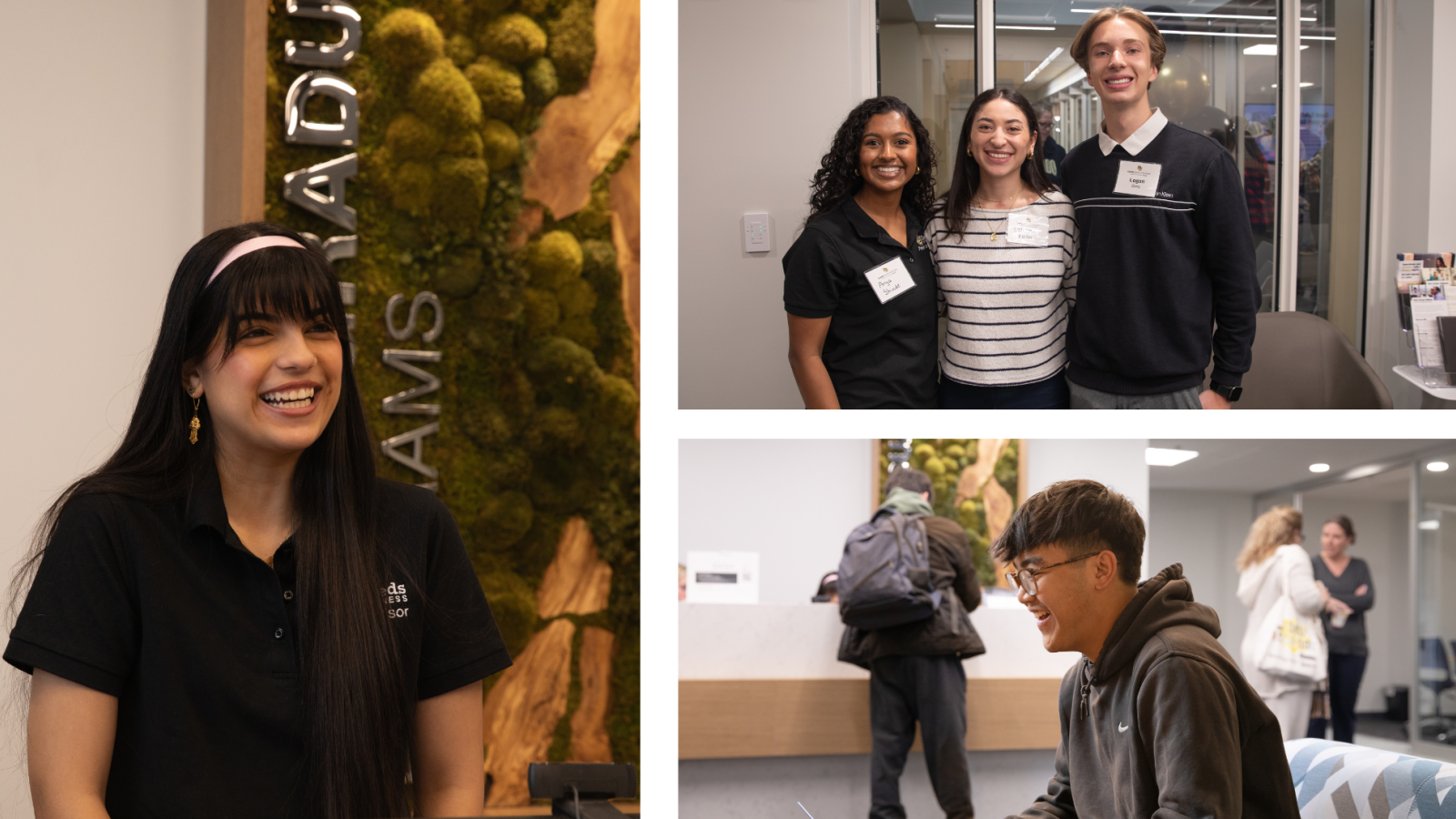 Collage of students smiling in the Undergraduate Programs office