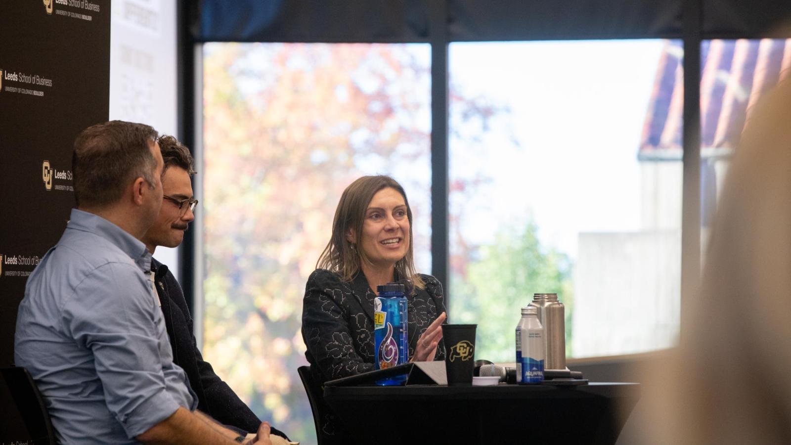 Kathryn Wendell and Renner Skidmore served as moderators for CESR's conversation with Noel Kinder, Nike's Chief Sustainability Officer