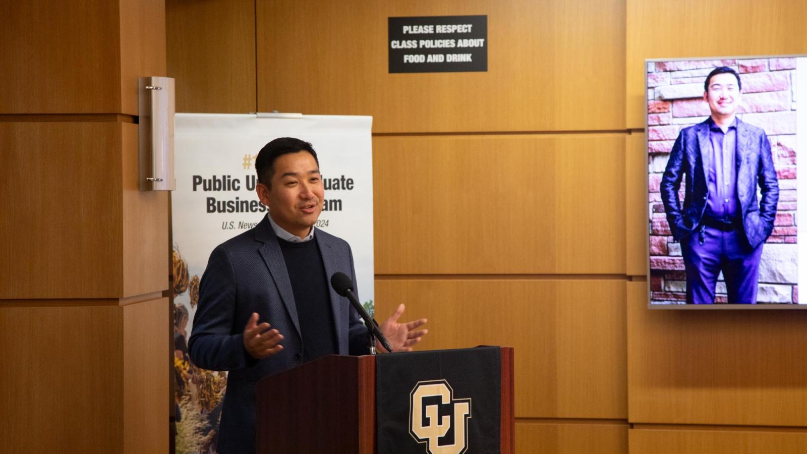 Tony Kong speaks about his research during Leeds Media Day.