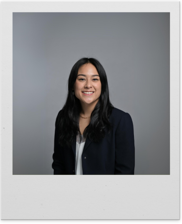 Marionne Sevilla poses in a headshot surrounded by a polaroid-style frame