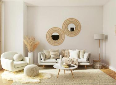 A beautiful, white-toned living room