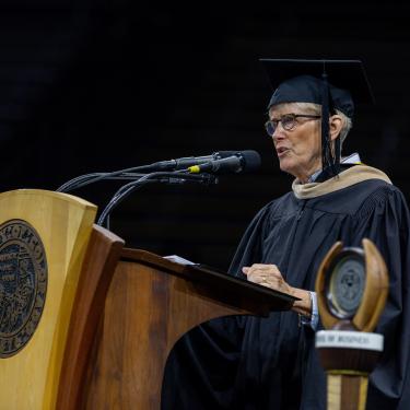 Carol Callan speaks to graduates